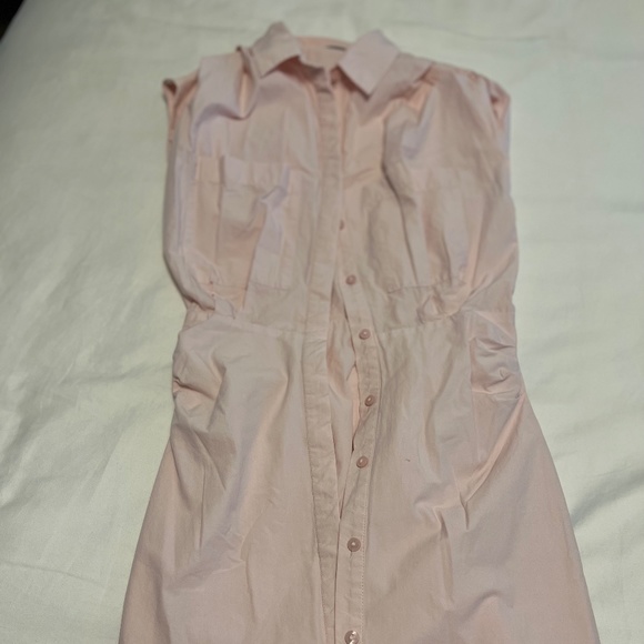 Zara Pink Ruched Poplin Dress in Size S - Picture 2 of 5
